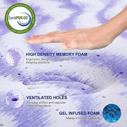 Mattress Topper Twin XL - 3 Inch Gel Infused Memory Foam XL Twin Mattress Toppers,Soft Foam Pad Toppers for Pressure Relief,Certipur Certified,Dorm Room Essentials,Twin XL Size2