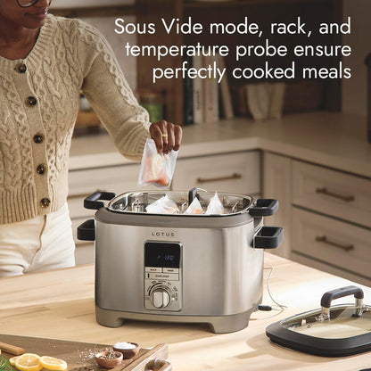 Multi-Function Cooker with Tri-Ply Dutch Oven, Slow Cooker, Sous Vide Cooker, Rice Cooker, the Sous, 1300 Watts, 7-Quart Capacity, Stainless Steel, Professional Series, LTSSC5005