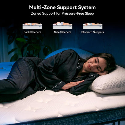 Queen Mattress, 10 Inch Hybrid with Memory Foam, Cooling Gel, Medium Firm2