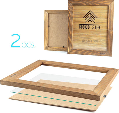 Rustic Wooden Picture Frame 6X8 Inch - Set of 2 - Natural Eco Wood with Real Glass for Wall Hanging and Table Top Display - Walnut5