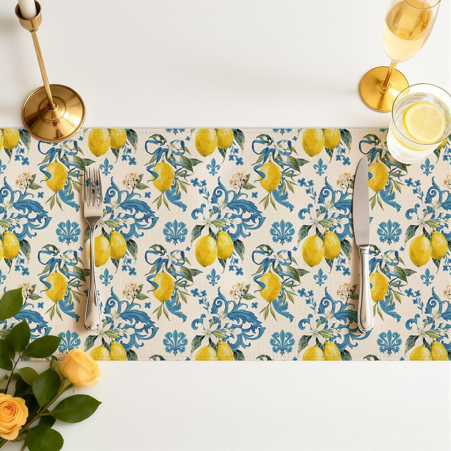 yellow-lemon-blue-floral-table-runner-13x72-inch