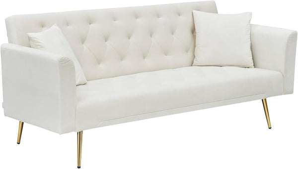 71" Modern Velvet Sofa Bed Futon, Convertible Sleeper Couch, Adj. Backrest8