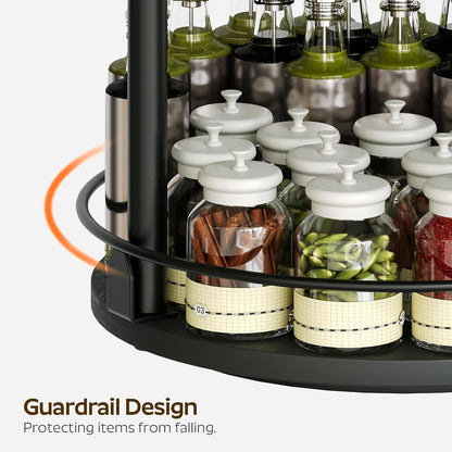 3-Tier Lazy Susan Organizer, Rotating Spice Rack, Spinning Organizer, Industrial Turntable Spice Rack Organizer for Cabinet, Kitchen Countertop, Pantry, Black SR23BK6