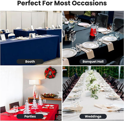 2 Pack Fitted Tablecloth for 6 Foot Rectangle Tables 72 X 30 Inch Black Table Covers Water Resistant Polyester Table Cloth for Wedding, Parties,Display, Trade Show (Black)7