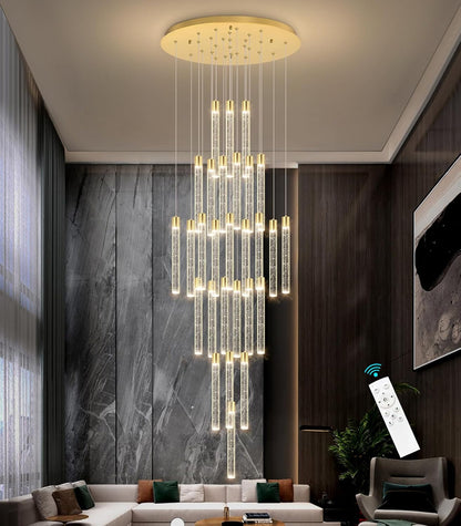 28-Light Long Large Modern Led Crystal Chandeliers Modern Spiral Chandeliers High Ceilings Chandelier for Staircase Foyer Gold1