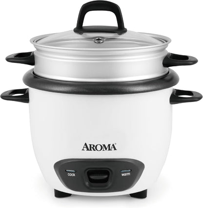 ® Rice Cooker, 3-Cup (Uncooked) / 6-Cup (Cooked), Steamer, Small Rice Cooker, Oatmeal Cooker, Soup Maker, Auto Keep Warm, 1.5 Qt, White, ARC-743-1NG1