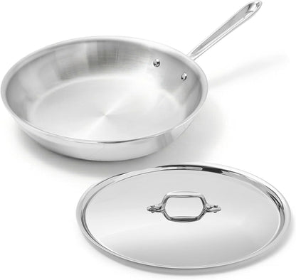 All-Clad D3® Stainless Steel 10 Inch Frying Pan Covered- Made in the USA- the Original Bonded Professional Cookware- Oven Safe & Induction Compatible1