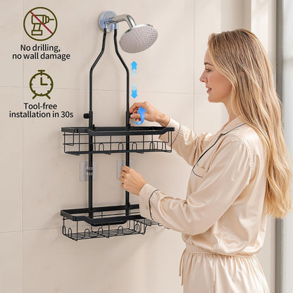 Adjustable Shower Caddy Hanging Rustproof: Tool-Free Height Adjustment4