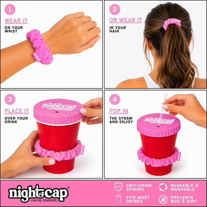 NC Drink Cover Scrunchie Anti-Spiking Reusable Cup Cover5