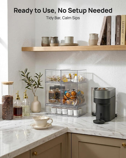 Clear Stackable Storage Drawers Set of 5, Plastic Organizer Bins2