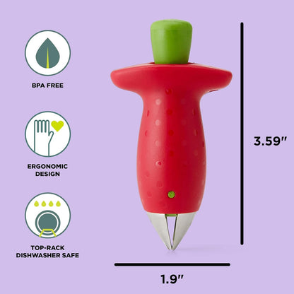 Original Stem Gem Strawberry Huller, Red/Green - 102-138-0055
