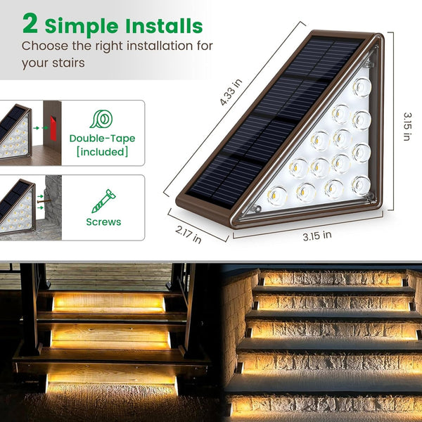 Solar Step Lights for Outside, 12Pack Solar Stair Lights Outdoor Waterproof IP67, Deck Step Lights, Outdoor Light Decor for Staircase, Patio, Front Step, Pathway, Front Porch(Warm Brown)4