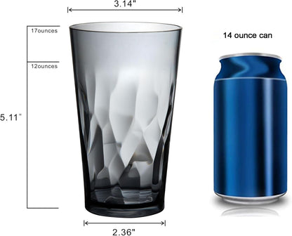 Unbreakable Plastic Drinking Glasses,Set of 6,16 Ounces (Grey) | 16 Oz Plastic Tumbler Cups, Shatterproof Drinking Cups, Plastic Glass Cup,Cups for Kitchen ,Cup Set, Dishwasher Safe2