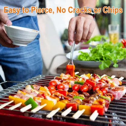 200PCS Bamboo Skewers for Appetizers, 6 Inch Long Flat Cocktail Picks | Fancy Toothpicks for Appetizers, Paddle Wooden Skewers, Party Food Sticks, Drinks Fruit BBQ, Charcuterie Accessories4