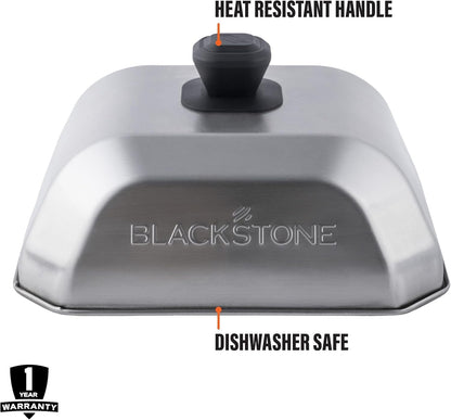 Blackstone® Stainless Steel Basting Cover, Medium, Square | Blackstone® 5555 Durable Heat-Resistant Handle, Dishwasher Safe for Steaming Veggies, Melting Cheese & More3