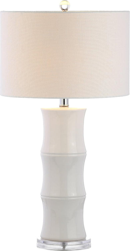 Tiki Table Lamp 26.5" Bamboo Ceramic Bedside Nightstand, White1