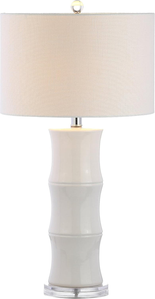 Tiki Table Lamp 26.5" Bamboo Ceramic Bedside Nightstand, White1