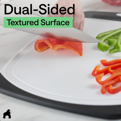 GORILLA GRIP Bpa-Free Reversible Kitchen Cutting Board, Set of 3, Black | US Designed, Nonporous, Slip Resistant Border with Juice Grooves, Dishwasher Safe, Durable Large Food Chopping Boards6