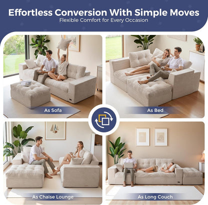 Boneless Couch, 96-Inch L-Shaped Cloud Couch with Ottoman4