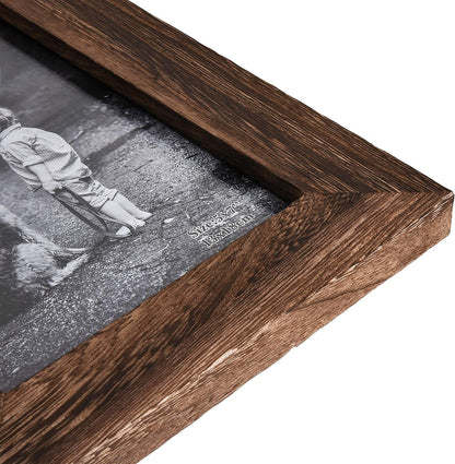 5X7 Picture Frame Distressed Wood, Rustic Solid Wood Photo Frame 5 X 7, Display for Tabletop and Wall, High Definition Glass, Carbonized Black (2 Pack)3