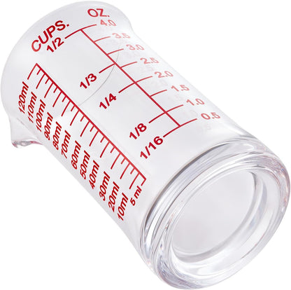 Ackers 4Oz Glass Measuring Cup – Shot Glass with Ounce,Ml,Cups Markings for Kitchen & Bar(Red Line)8