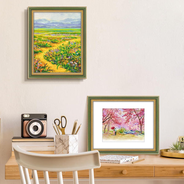 ,11X14 Ornate Picture Frame Holds 8X10 Photo,Green Gold4