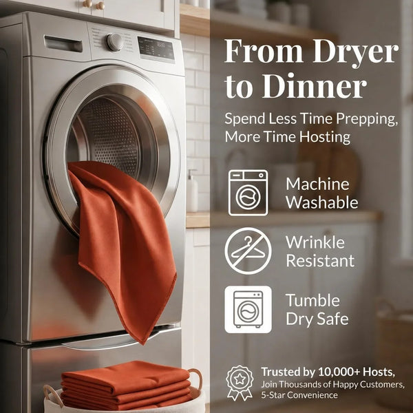 17"X17" Polyester Cloth Napkins, Set of 6 (Burnt Orange) | Easy-Care, No-Iron Finish, Superior Color Retention, Machine Washable5