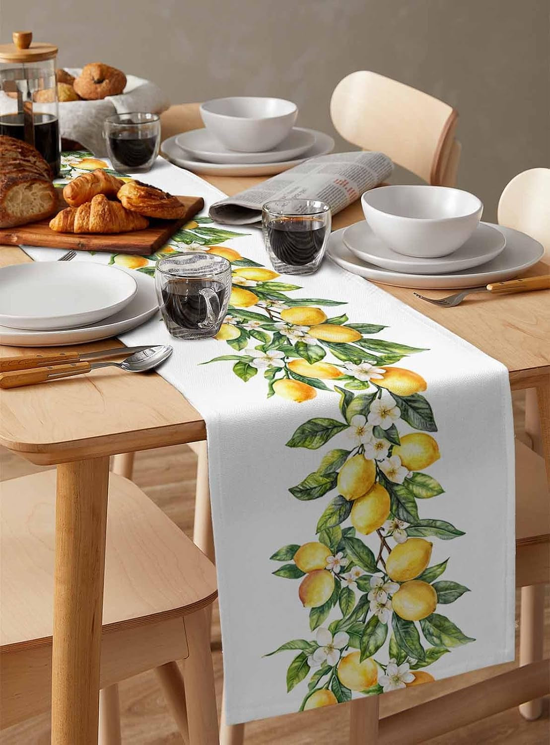 dining-table-runner-dresser-scarf-linen-burlap-fabric-summer-lemon-green-leaves-washable-table-runners-90-inches-long-for-farmhouse-home-kitchen-wedding-party-decor