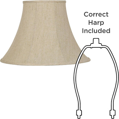 Extra Large Beige Linen Set of 2 Bell Lamp Shades 9X19X12.5 (Spider) | 9" Top X 19" Bottom X 12.5" High X 13.5" Slant Replacement for Table + Floor Lamps Shade Pre-Assembled Harp + Finial5