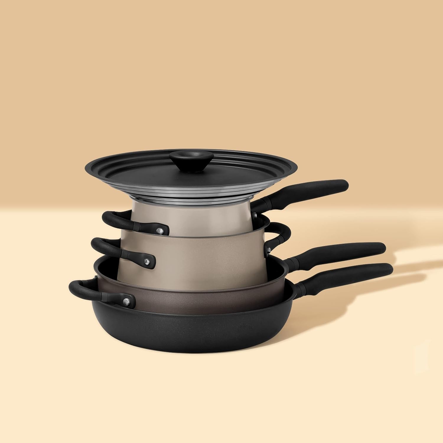 6pc-stackable-set-with-universal-lids-hard-anodized-non-stick-and-stainless-steel-pots-and-pans-induction-compatible-dishwasher-safe-oven-safe-black-gray-accent-series-cookware