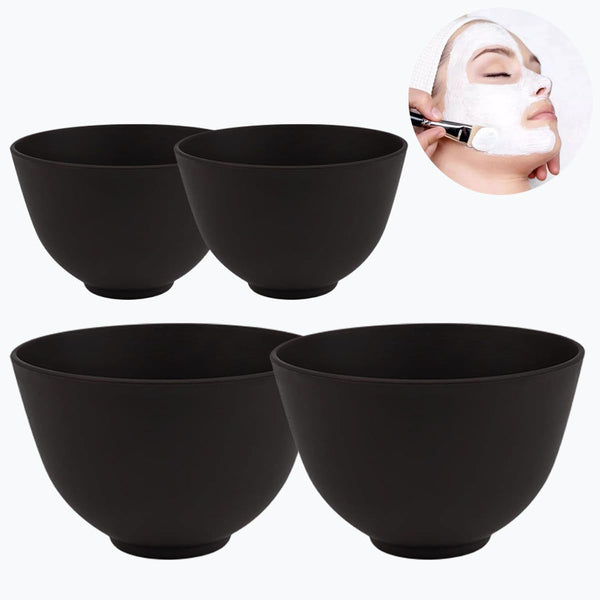 4 Black Silicone Mixing Bowls, 2 Large and 2 Medium for Facial Mask S1