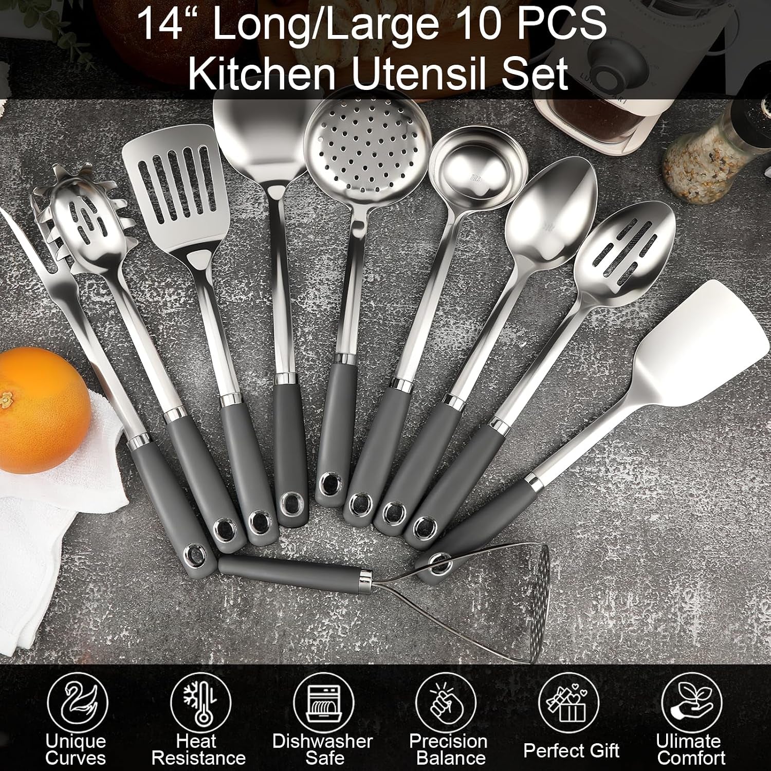 10-piece-stainless-steel-cooking-utensils-set-18-0-heavy-duty-kitchen-tools-for-grilling-serving-grey