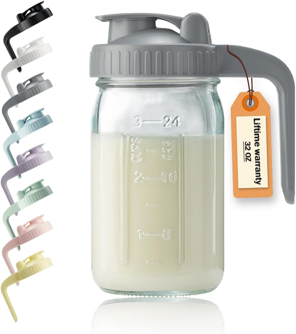 32oz-glass-pitcher-with-lid-v-shaped-pour-spout-1-quart-breastmilk-pitcher-double-leak-proof-creamer-container-for-sun-tea-juice-cold-brew-coffee-breastmilk-storage-container