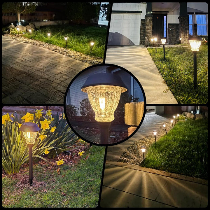 Solar Pathway Lights Outdoor, 8 Pack Warm White Solar Garden Lights+2