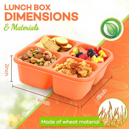 Bento Box Adult Lunch Box- 4 Pack,4 Compartment Snack Containers Reusable Meal Prep Stackable Bpa-Free Lunch Containers for Home, Work, Travel (4 Color)2