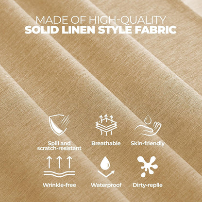 Faux Linen round Table Cloth 60 Inch, Waterproof Decorative Fabric Anti-Scratch Texture round Tablecloth Cover for Dining, Kitchen & Outdoor Table (60 Inch, round (2-4 Seats), Beige)5