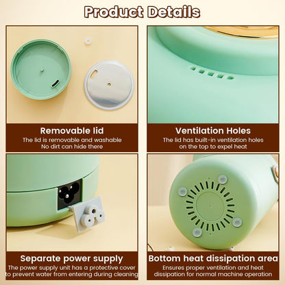 Rice Cooker Small, 500W Rice Maker, 12 Hours Timer Delay & Keep Warm Function, Mini Electric Pot, 800ML Mini Rice Cooker for Travel, Camping, Office (US Plug 110V), Green3