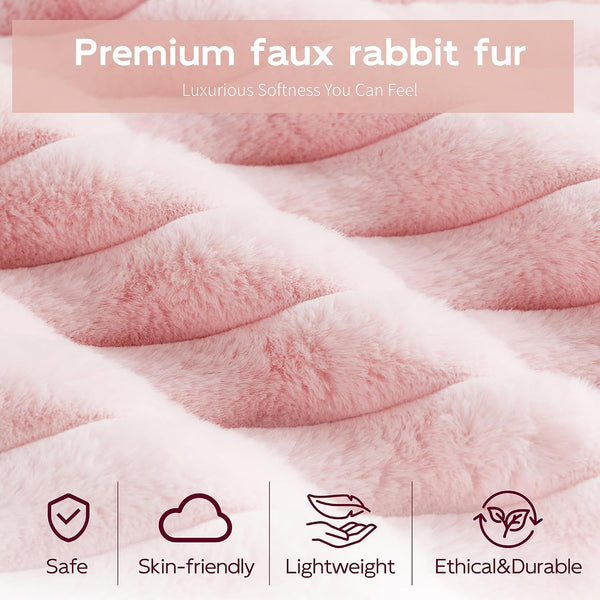 Twin Size Faux Fur Upholstered Daybed with Trundle, Side Pockets, Pink5