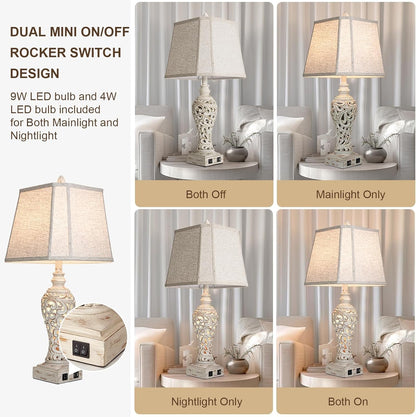 28.5" Table Lamps Set of 2 with Nightlight for Bedroom3