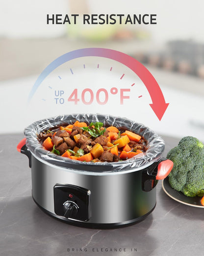 Slow Cooker Liner, 60 Pcs 13"X 21" Large Size Fit 3-8 QT Pots | Disposable, Thick Cooking Bags, Bpa-Free, 100% Leak-Proof, Heat-Resistant up to 400°F, for round Oval Rectangular Pots5
