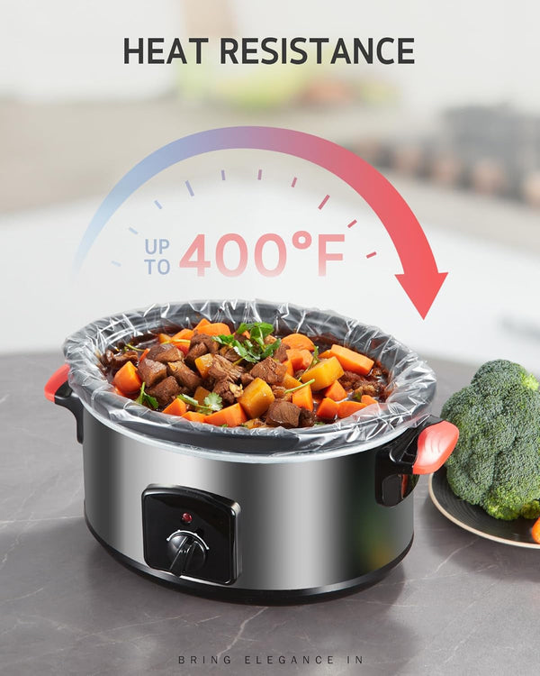 Slow Cooker Liner, 60 Pcs 13"X 21" Large Size Fit 3-8 QT Pots | Disposable, Thick Cooking Bags, Bpa-Free, 100% Leak-Proof, Heat-Resistant up to 400°F, for round Oval Rectangular Pots5