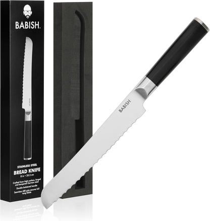 8-Inch Bread Knife – High-Carbon 1.4116 German Steel Kitchen Knife – Professional Serrated Cutlery for Slicing Bread and Baked Goods1
