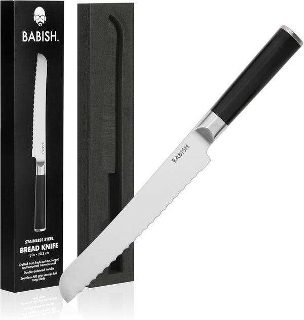 8-Inch Bread Knife – High-Carbon 1.4116 German Steel Kitchen Knife – Professional Serrated Cutlery for Slicing Bread and Baked Goods1