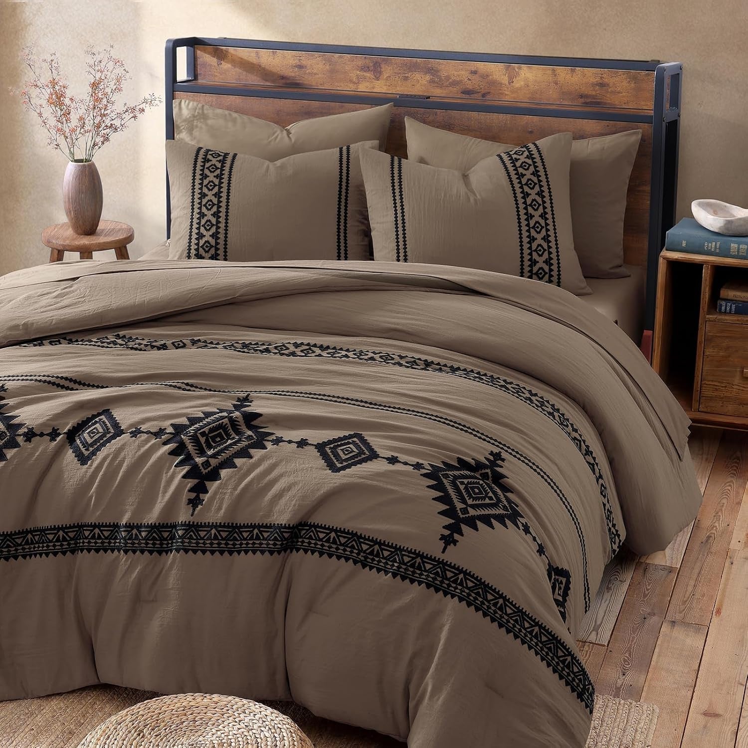 embroidery-queen-comforter-set-7-pieces-taupe-grey-bed-in-a-bag