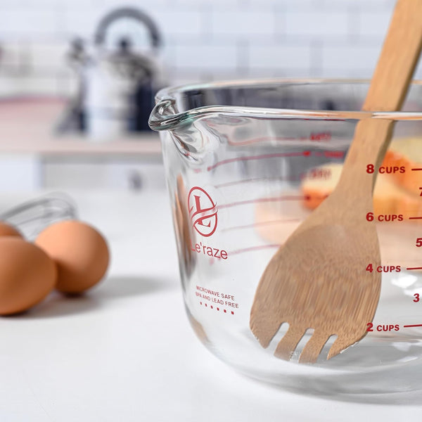 8 Cup Large Glass Measuring Cup - Kitchen Mixing Bowl, Liquid Measure Cups, Glass Bakeware Set, Punch Bowl8