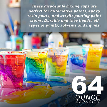 Paint Mixing Cups, 64-Ounce, 12 Pack, Plastic Measuring Cups2