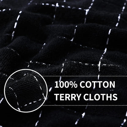100% Cotton Terry Kitchen Towels, 2 Pack, Black | Ultra Soft and Absorbent Dish Towels for Kitchen, Suitable for Drying and Washing Dishes2