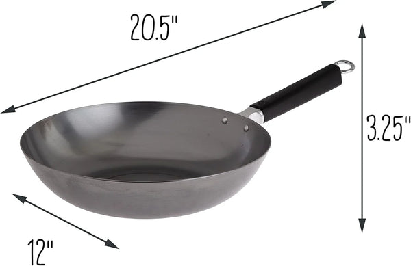 JOYCE CHEN Professional Series 12-Inch Carbon Steel Stir Fry Pan with Phenolic Handle4