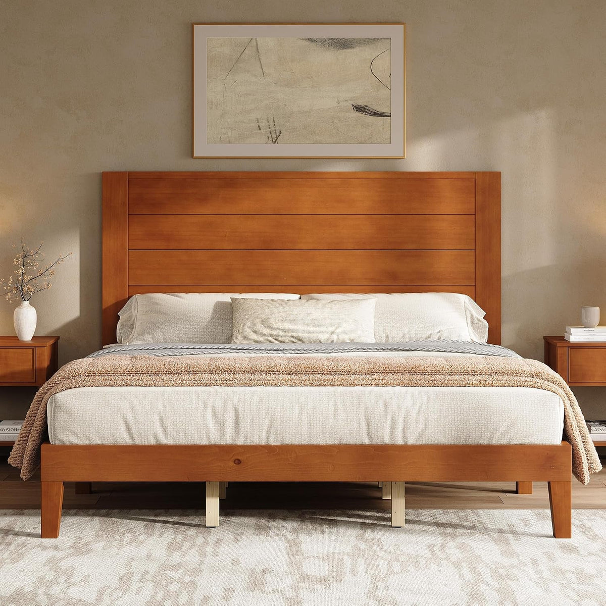 king-size-solid-wood-platform-bed-with-mid-century-style-brown