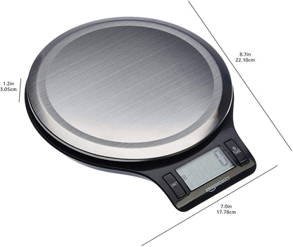Digital Kitchen Scale with LCD Display, Tare Function, Multiple Units, Weighs up to 11 Pounds, Batteries Included, Black and Stainless Steel6